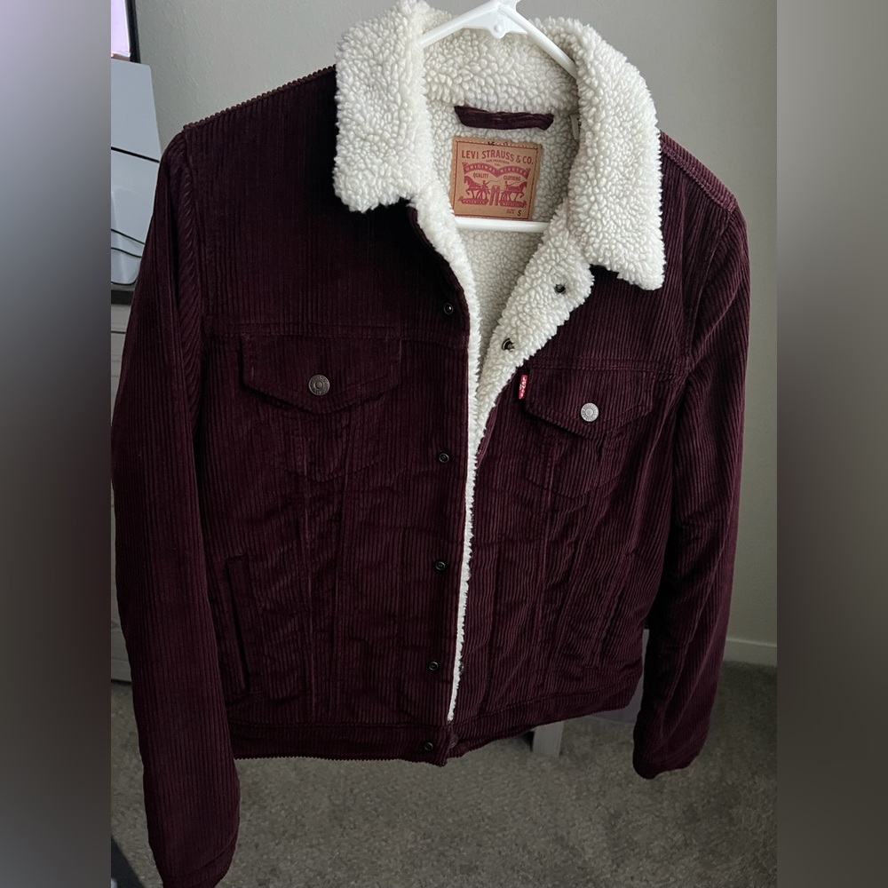 Levi's Burgundy Corduroy Jacket with Sherpa Lining Size Small